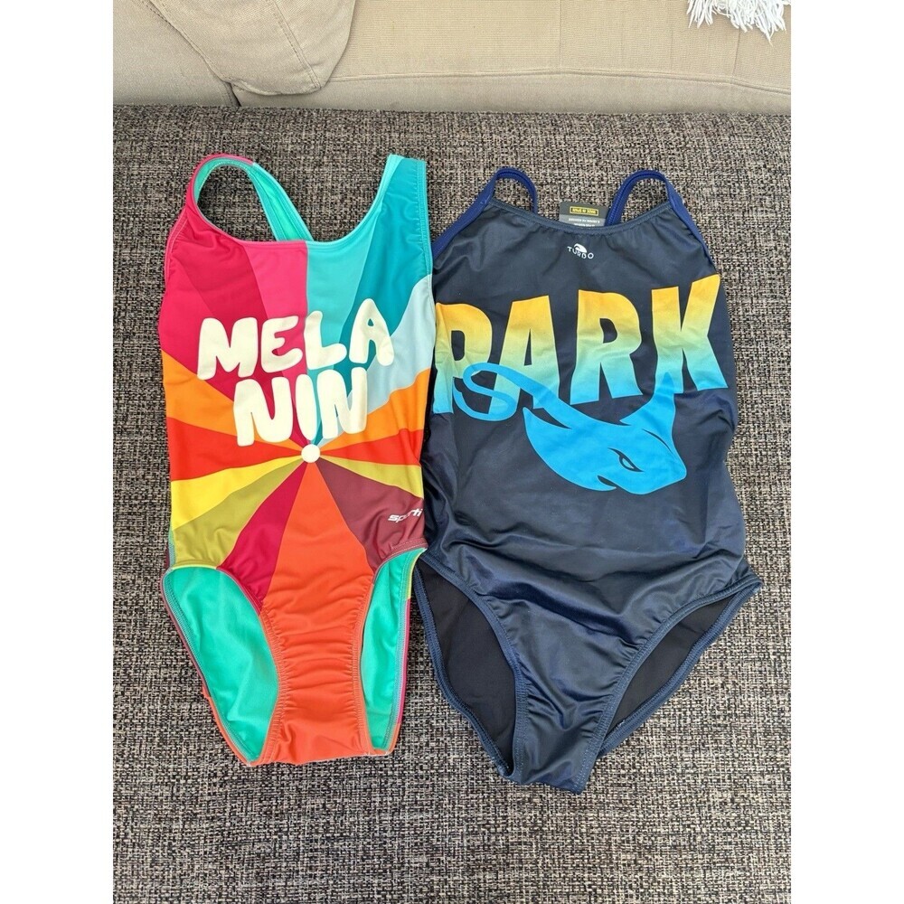 Lot Of 2 SPORTI & TURBO Swimsuits Bathing Suits Melanin Park Shark NWT 28/S - Picture 5 of 8